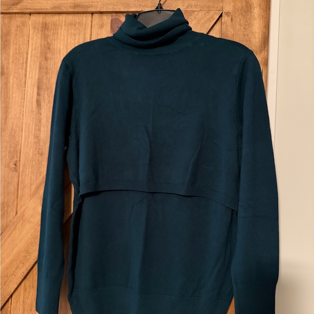 Nursing/Pumping Women's Turtleneck Sweater - Dark Green